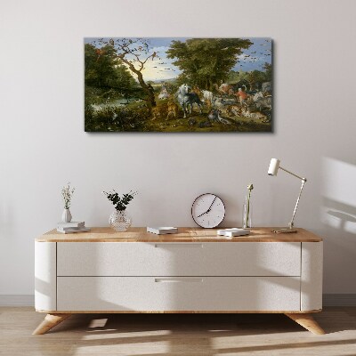 Obraz canvas Rajská krajina s faunou a flórou
