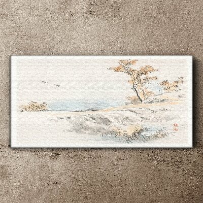 Obraz na plátne Sea tree vtákov cesta