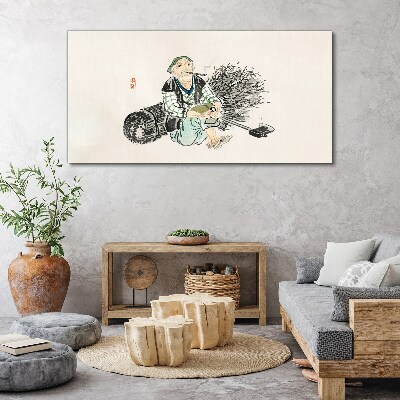 Obraz na plátne ázijské drevorubač