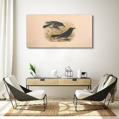 Obraz Canvas Čierne vtáky na pastelovom pozadí