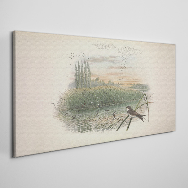 Obraz Canvas Pokojná krajina s vtákom
