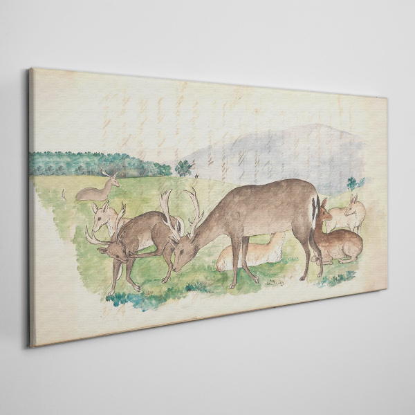 Obraz Canvas Pokojná krajina s jeleňmi
