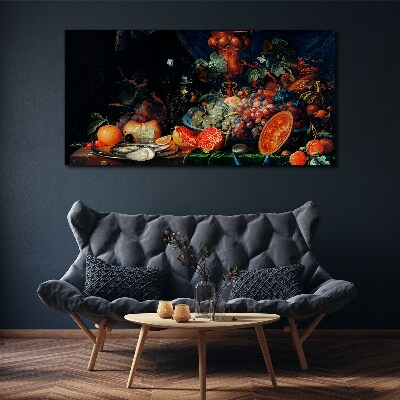 Obraz na plátne Zátišie ovocia a ustrice