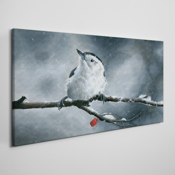 Obraz canvas Zimný vták na konári