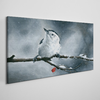 Obraz canvas Zimný vták na konári