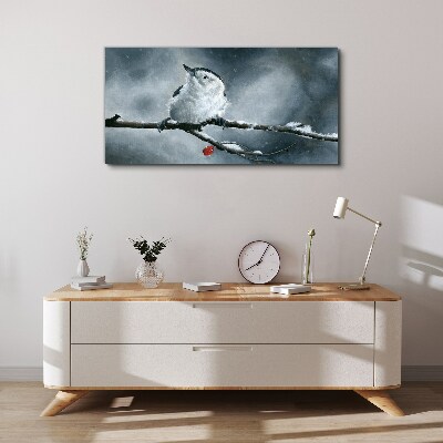 Obraz canvas Zimný vták na konári