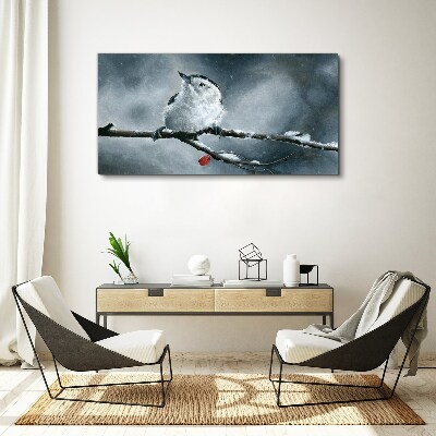 Obraz canvas Zimný vták na konári