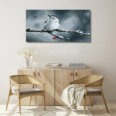 Obraz canvas Zimný vták na konári