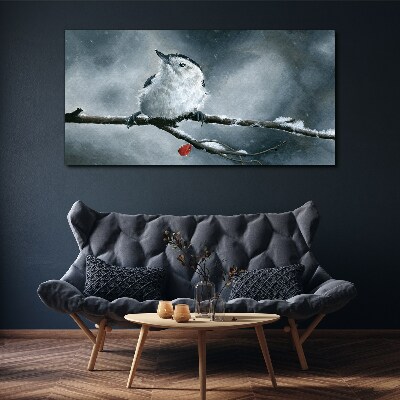 Obraz canvas Zimný vták na konári