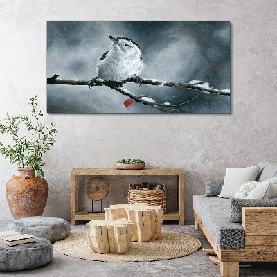 Obraz canvas Zimný vták na konári