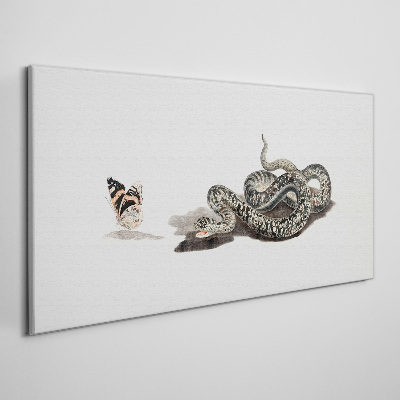 Obraz na plátne Kreslenie zvieracie had motýľ