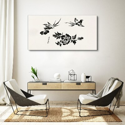 Obraz na plátne Abstrakcie vtákov kvety