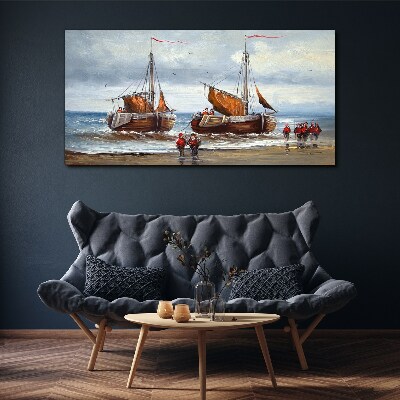 Obraz canvas Sea loď mraky vojaci