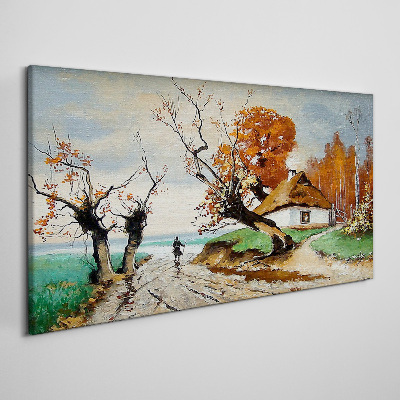 Obraz canvas Jesenná scenéria s vidieckym domom
