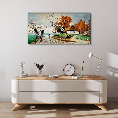 Obraz canvas Jesenná scenéria s vidieckym domom