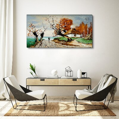 Obraz canvas Jesenná scenéria s vidieckym domom