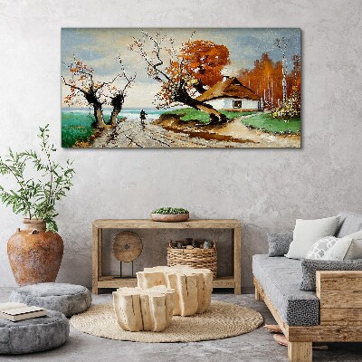 Obraz canvas Jesenná scenéria s vidieckym domom