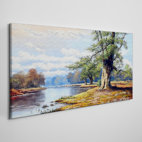 Obraz canvas Pokojná krajina pri rieke