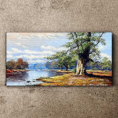 Obraz canvas Pokojná krajina pri rieke