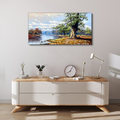 Obraz canvas Pokojná krajina pri rieke