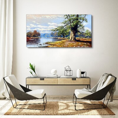 Obraz canvas Pokojná krajina pri rieke