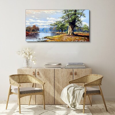 Obraz canvas Pokojná krajina pri rieke