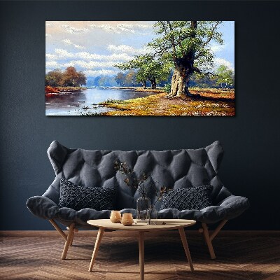 Obraz canvas Pokojná krajina pri rieke