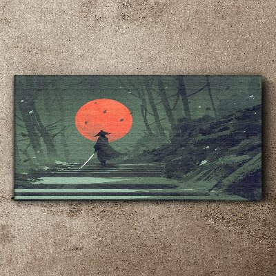Obraz canvas Samuraj v tieni vychádzajúceho slnka