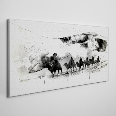Obraz canvas Karavan v čiernej a bielej farbe
