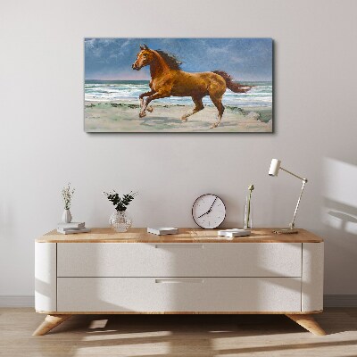 Obraz canvas Pláž pobrežie kone mora vlny