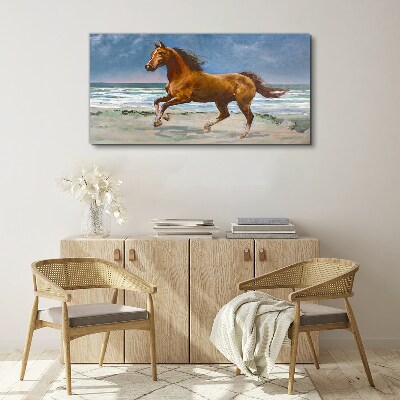 Obraz canvas Pláž pobrežie kone mora vlny