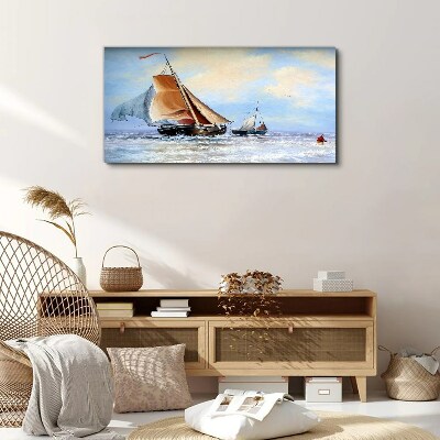 Obraz canvas morská loď vlny mraky