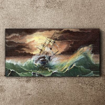 Obraz na plátne Loď loď oceáne búrok vlny