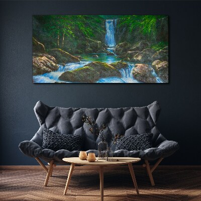 Obraz na plátne Vodopád skaly stromov