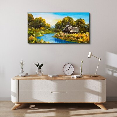 Obraz na plátne Lesné rieka Sky Cottage