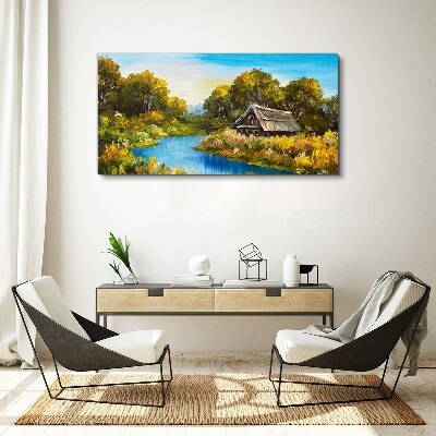 Obraz na plátne Lesné rieka Sky Cottage