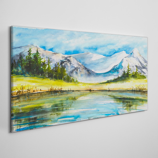 Obraz canvas Horská krajina v akvarelu