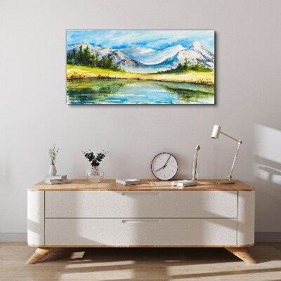 Obraz canvas Horská krajina v akvarelu