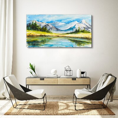 Obraz canvas Horská krajina v akvarelu