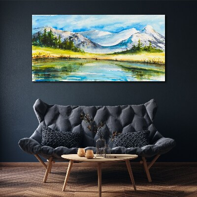 Obraz canvas Horská krajina v akvarelu