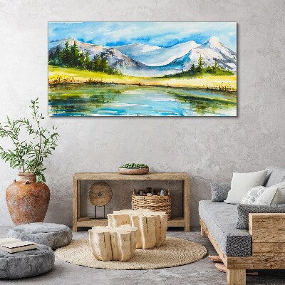 Obraz canvas Horská krajina v akvarelu