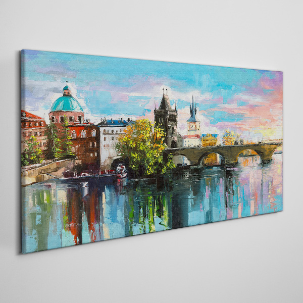 Obraz canvas Praha vo farbách západu slnka
