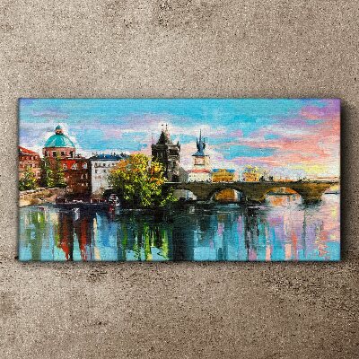 Obraz canvas Praha vo farbách západu slnka