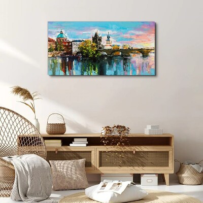 Obraz canvas Praha vo farbách západu slnka