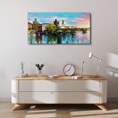 Obraz canvas Praha vo farbách západu slnka