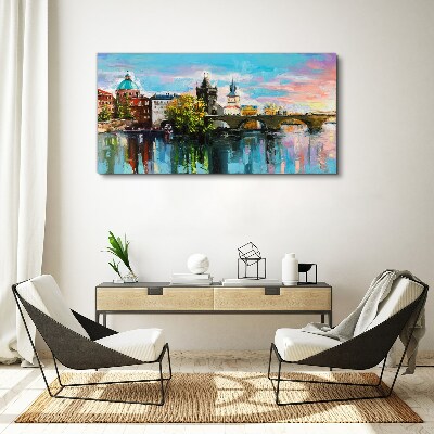 Obraz canvas Praha vo farbách západu slnka