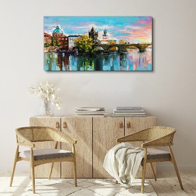 Obraz canvas Praha vo farbách západu slnka