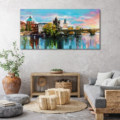 Obraz canvas Praha vo farbách západu slnka