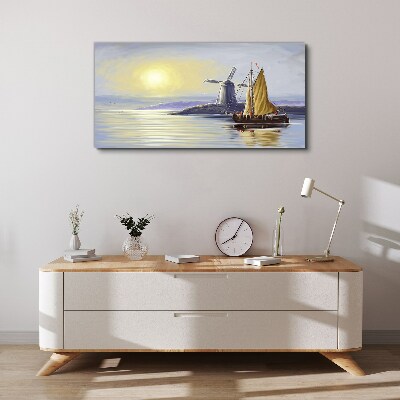 Obraz canvas Morská loď mlyn slnka