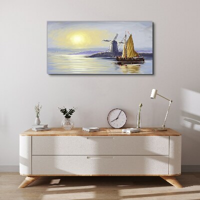 Obraz canvas Tichý prístav pri západe slnka